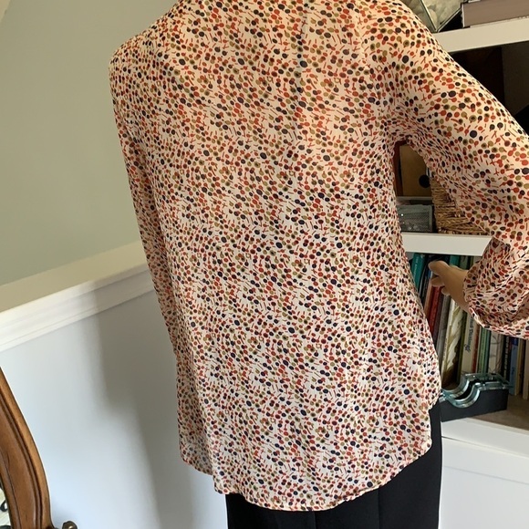 Kina sheer blouse‎ polka dot cream red navy career - Picture 13 of 16